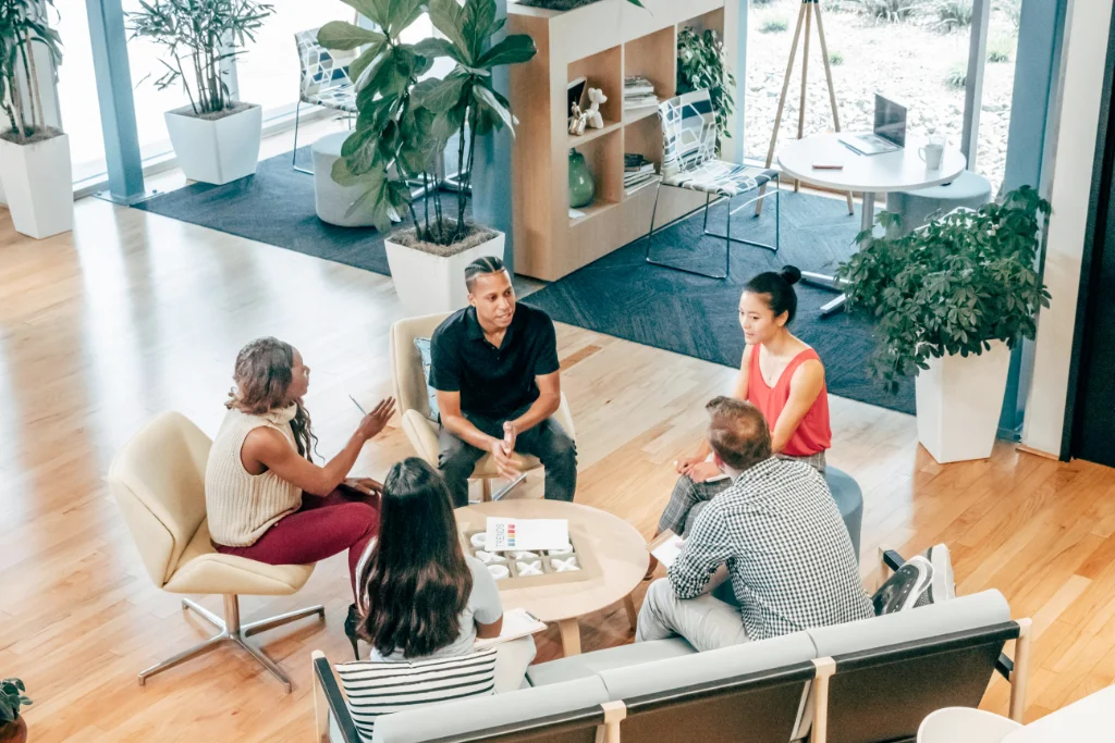 Notary reviewing documents with client